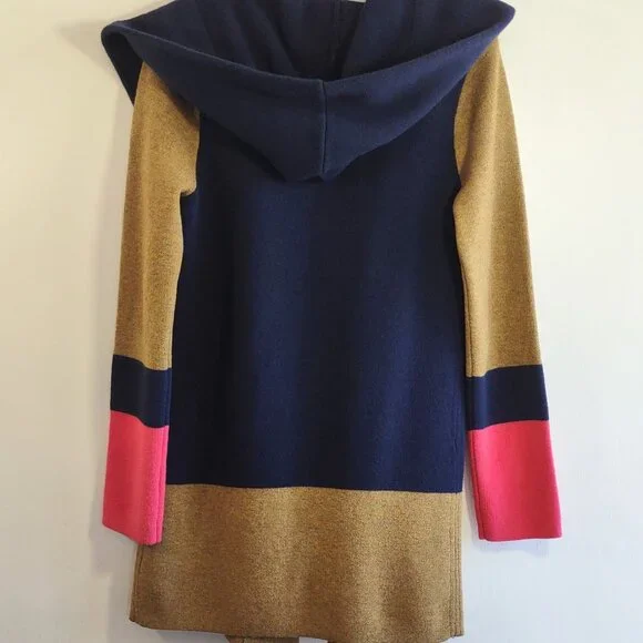 Anthropologie Field Flower Colorblock Wool Sweater Long Cardigan Coat Size Small - Picture 8 of 12